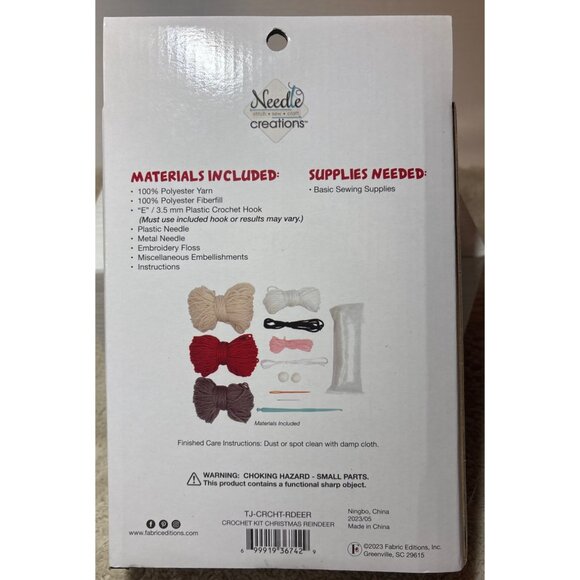 Rudolph Reindeer Crochet Kit Needle Creations Intermediate Skill Level 6 x 7" - Picture 4 of 4